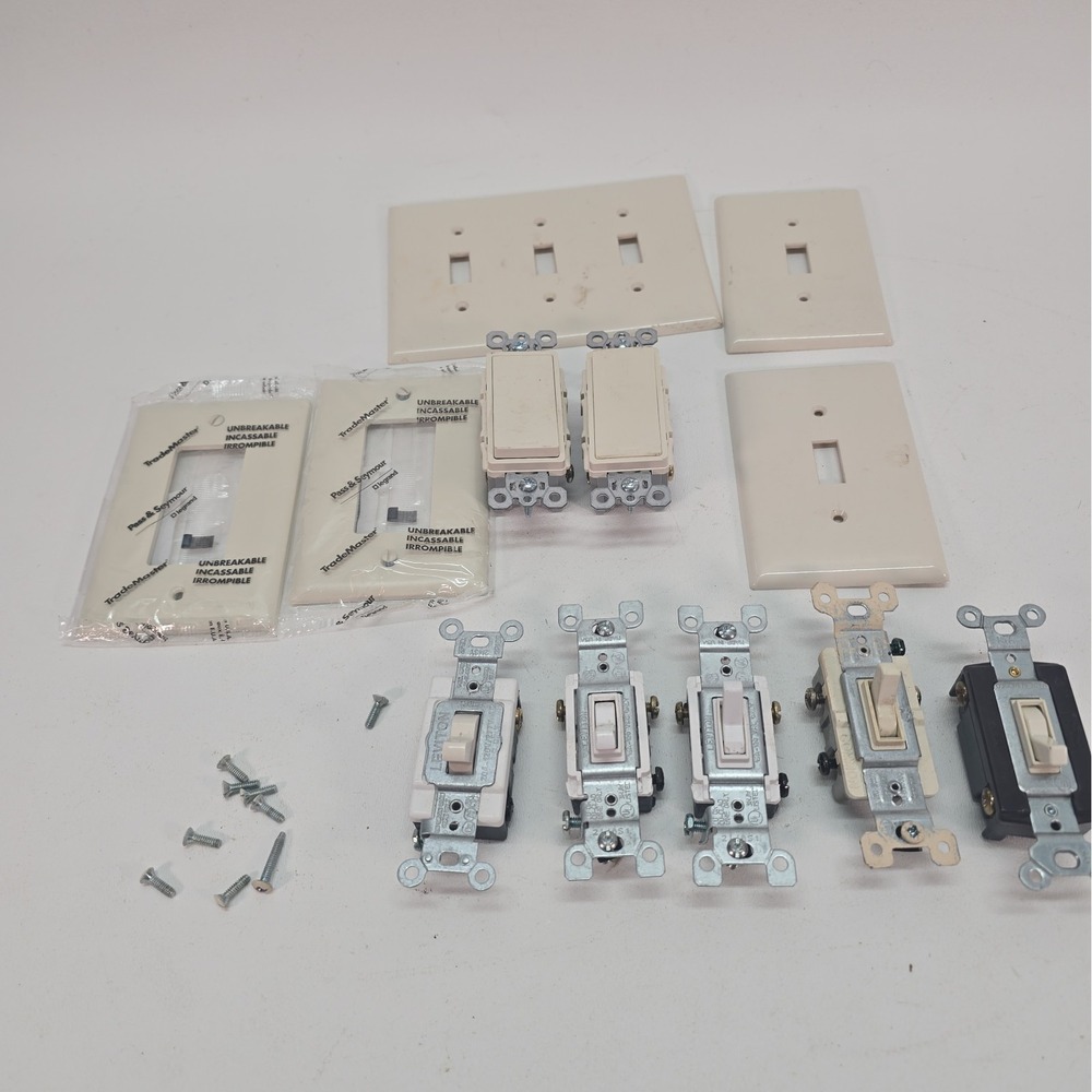 Mixed Lot of Toggle Light Switches Lot of 7 & 5 Covers